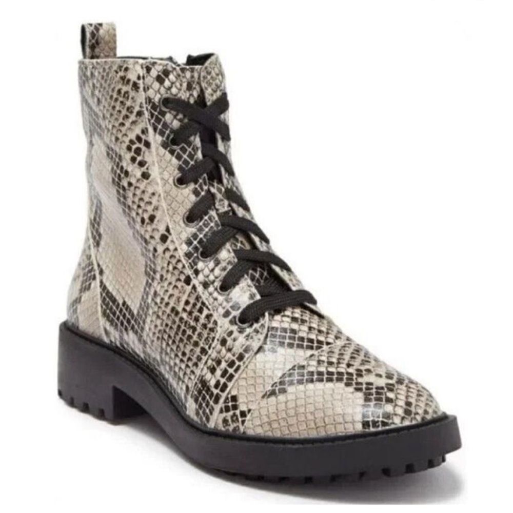NEW Linea Paolo Trinity Bootie! Beige Black Snake Print Leather Zipper Size 7